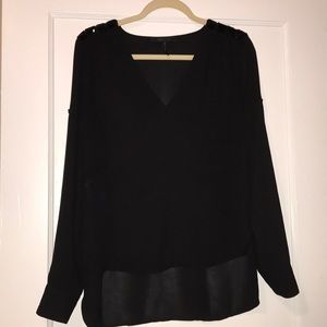 BCBGMaxAzria black beaded shoulder Cassidee blouse